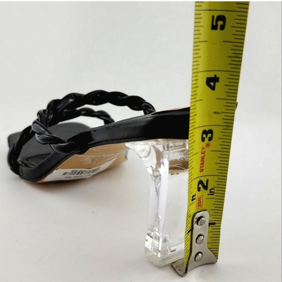 London Rag Black Inamorata Braided Cord Clear Heeled Sandals Square Toe Size 10 - Picture 12 of 12